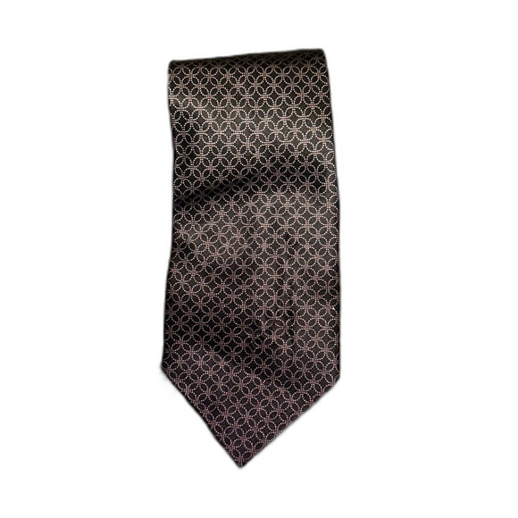 Stafford 100% Silk Tie - Black with Geometric Pattern - Picture 1 of 4